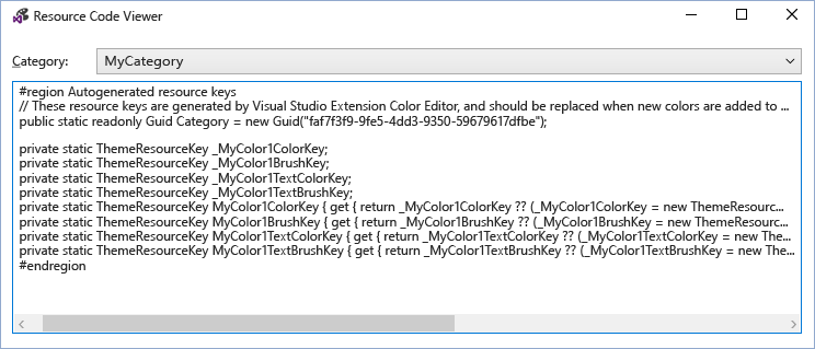 VSIX Color Editor Resource Code Viewer