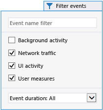JS_HTMLVizProfiler_Event_Filter Filtering events in the timeline