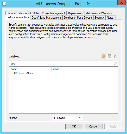 Configure a collection variable.