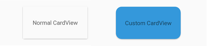 기본 CardView 및 사용자 지정 CardView의 예