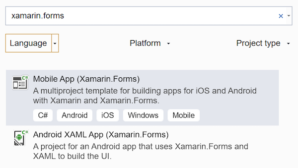 Xamarin.Forms 앱에 대한 필터