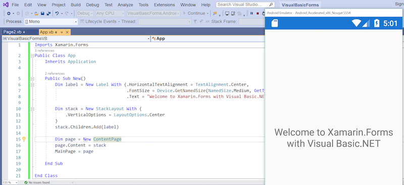 Xamarin.Forms 솔루션을 만든 다음 .NET Standard 프로젝트를 Visual Basic으로 바꿉