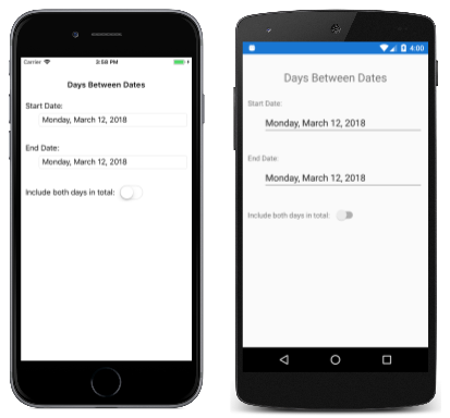 날짜 시작 사이의 일 수 날짜 시작 사이의 일 수