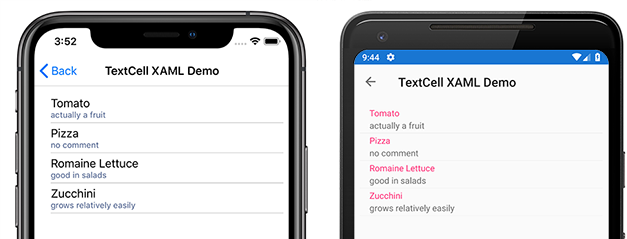 기본 TextCell 예제