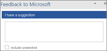 스크린샷: Microsoft에 대한 피드백 제안을 입력하는 텍스트 필드입니다.