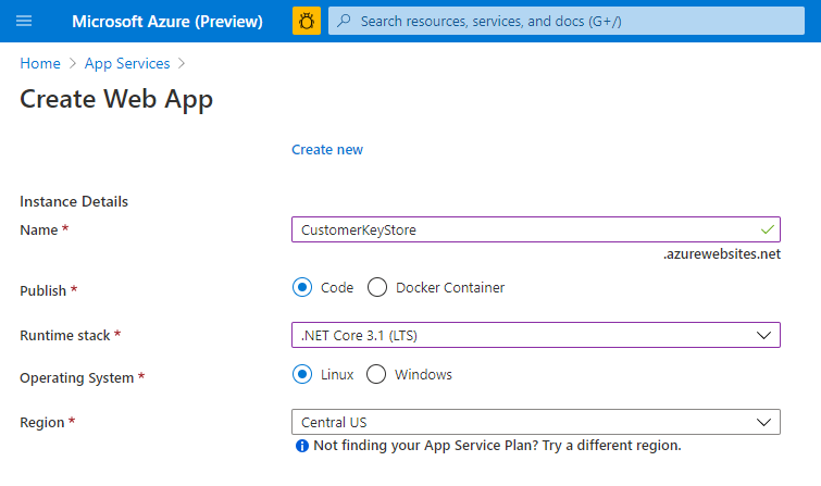 App Service 추가합니다.