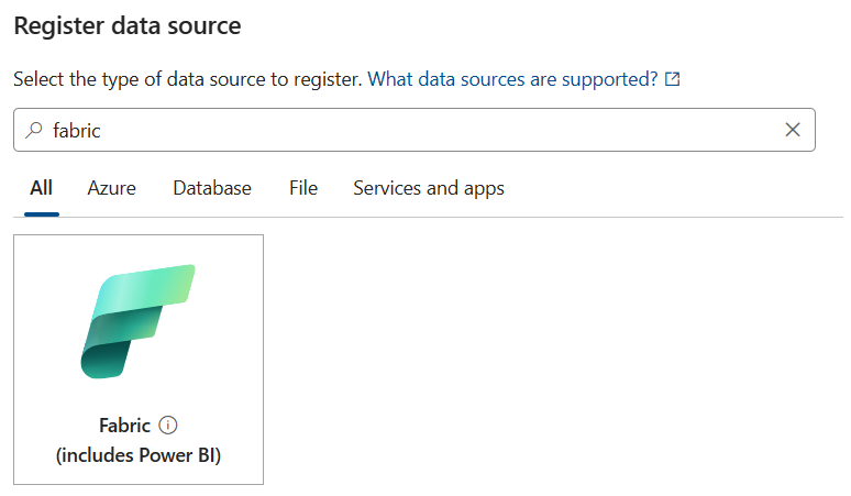 Image showing the list of data sources available to choose with fabric selected.