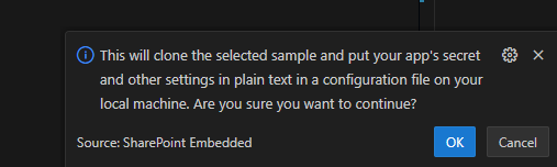 sample app plain text secrets notice