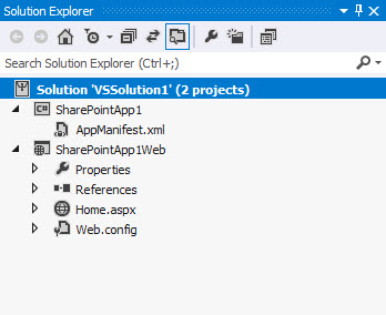 App for SharePoint projects in Solution Explorer