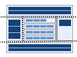 header, footer, 3 columns, 4 rows