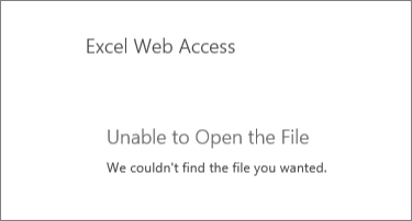 SharePoint 2016 Excel Online 웹 파트 오류 메시지의 스크린샷