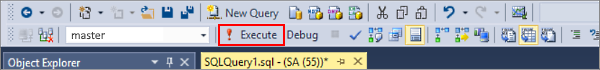 성공 스크린샷. SQL Database 서버에 연결: SQL Server Management Studio.