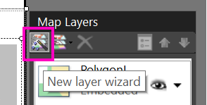새 레이어 마법사 아이콘이 호출된 지도 계층 창을 보여 주는 스크린샷
