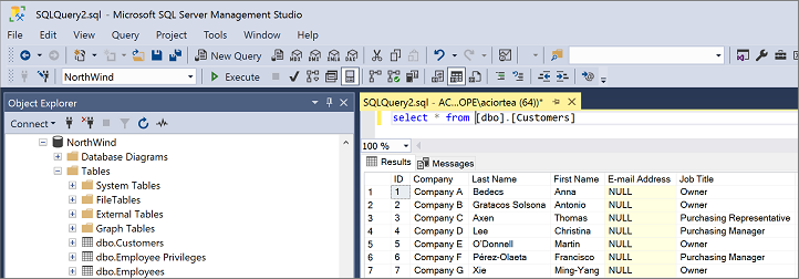Screenshot that shows the validation in SQL Server Management Studio.