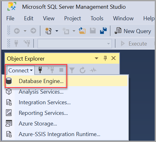 Connect link in Object Explorer