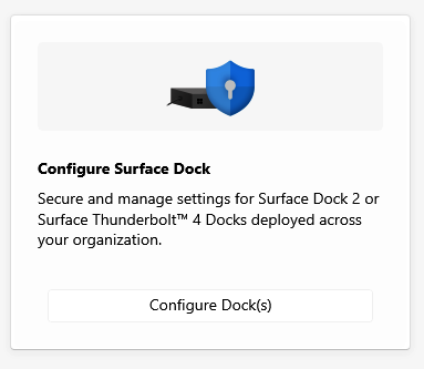 Surface IT 도구 키트의 Surface Dock 구성 요소를 보여 주는 스크린샷