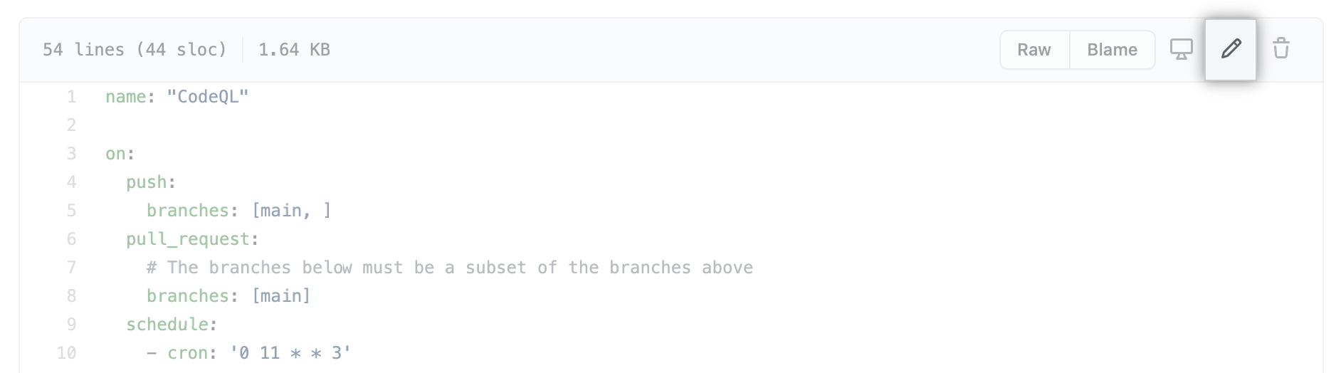 편집 단추의 스크린샷