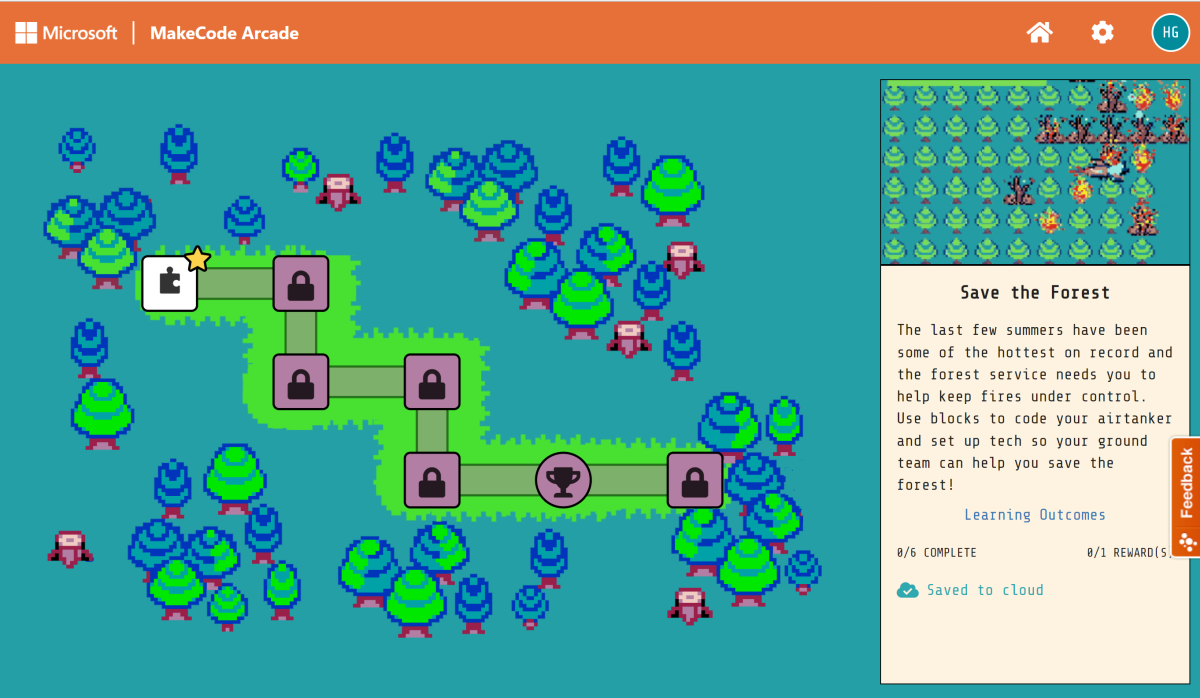 MakeCode Arcade의 skillmap 스크린샷