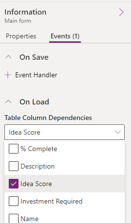 Screenshot of adding the account number column from the account table as a dependency.