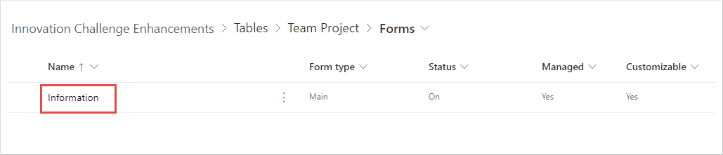 Screenshot of the information form.