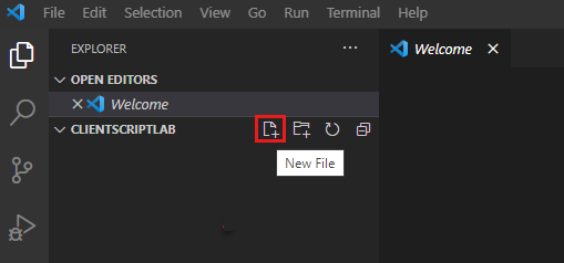 Screenshot of the new file button.