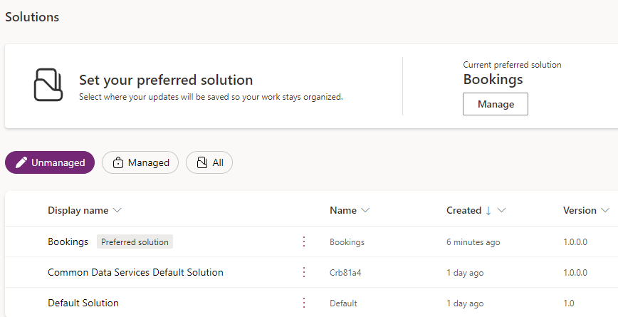 Screenshot of preferred solution in the Maker portal.