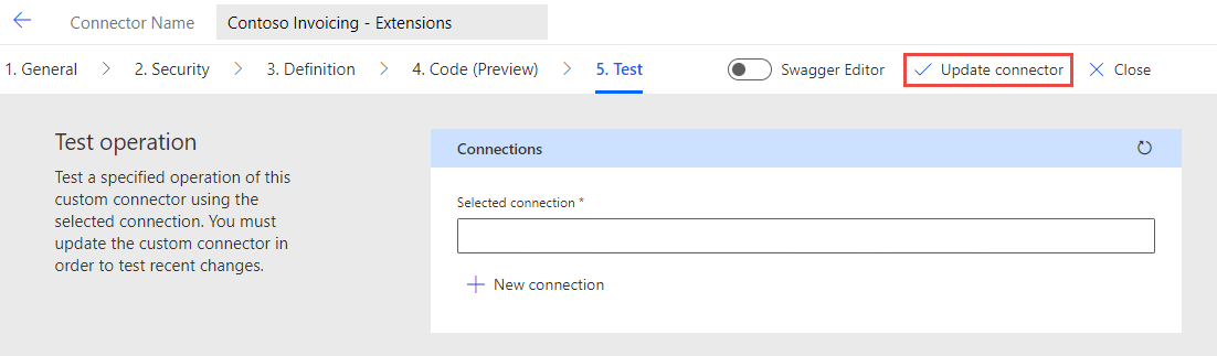 Screenshot of the add new connection button.