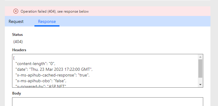 Screenshot showing the failed operation.