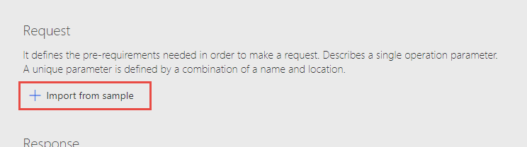 Screenshot showing the import from sample button.