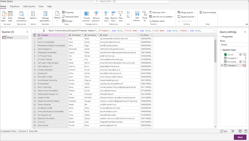 Screenshot of Power Query.
