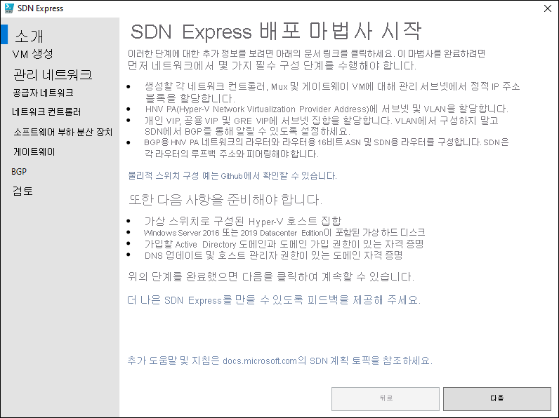 Screenshot of the Welcome to the SDN Express deployment wizard page.