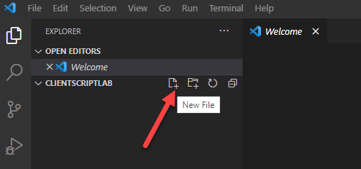 Screenshot of the new file button.