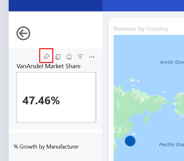 Market Share 시각적 개체의 시각적 개체 고정 옵션 스크린샷.