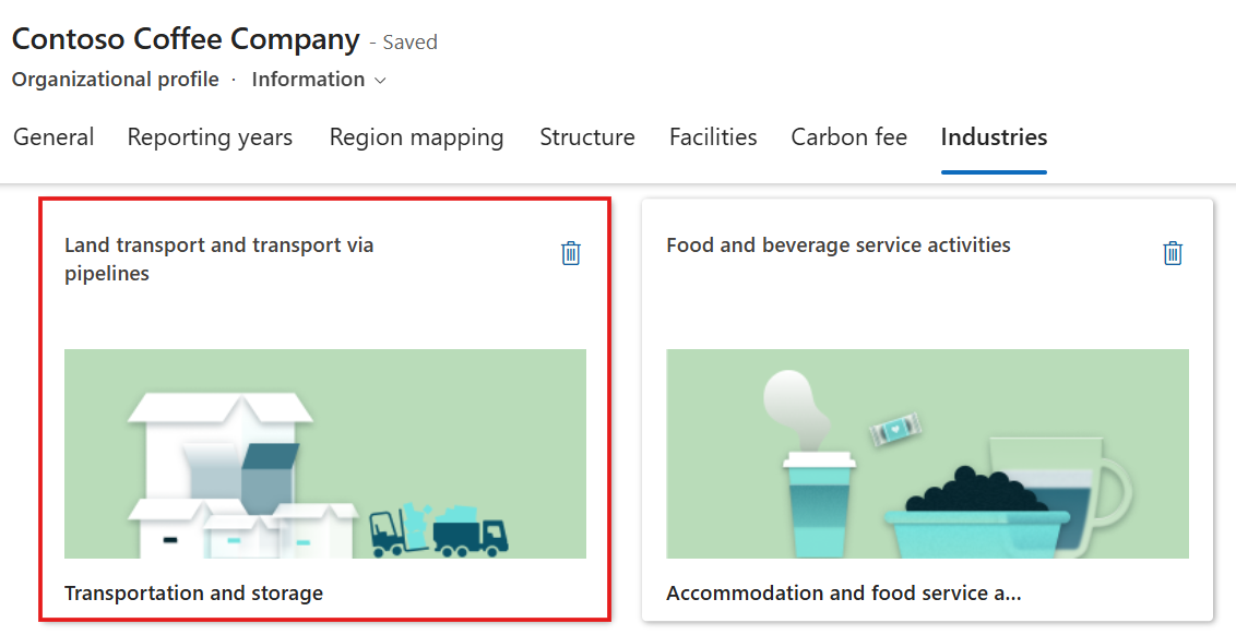 Screenshot of the Industries section.