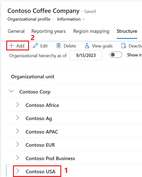 Screenshot of the new organization unit.