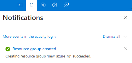 Azure portal의 전역 제어 메뉴에 있는 알림 창의 스크린샷