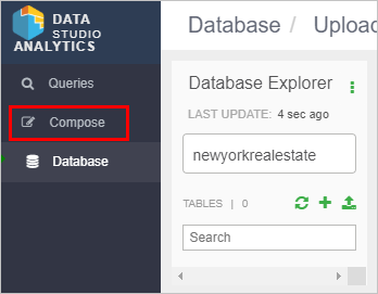 Compose button in the Data Analytics Studio application