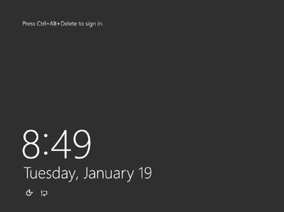 완전히 로드되고 자격 증명을 기다리는 OS를 보여주는 V M 화면의 스크린샷.