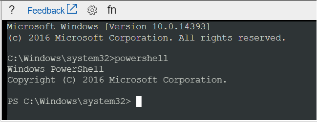 시작 PowerShell 명령의 출력 스크린샷