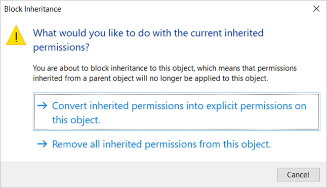 블록 상속의 스크린샷.