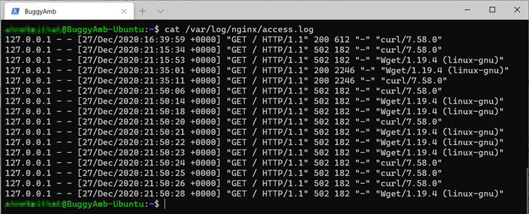 액세스 명령의 스크린샷.