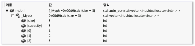 auto_ptr<벡터<int>> 기본 확장