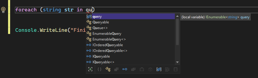 Visual Studio 2022의 IntelliSense 단어 완성 팝업 스크린샷