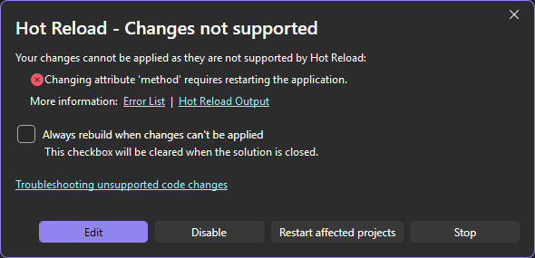 변경 내용 적용 대화 상자의 스크린샷.