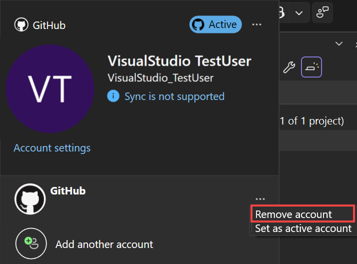 계정 제거 스크린샷