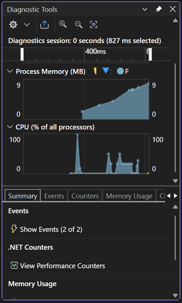 진단 도구 요약 보기를 보여 주는 스크린샷.