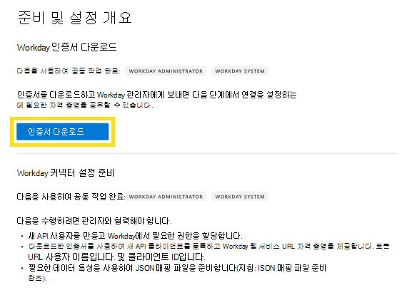 인증서를 다운로드하는 페이지의 스크린샷.