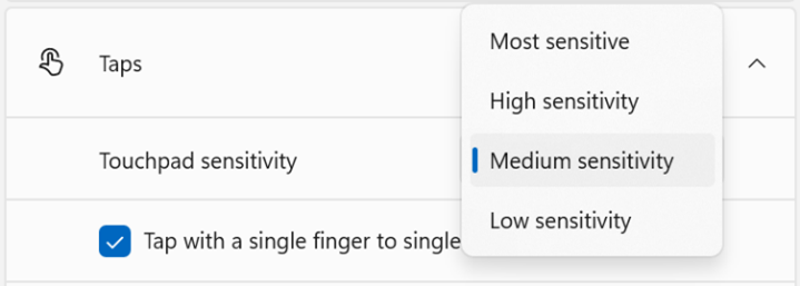 An image showing the AAP setting available options in the Settings App