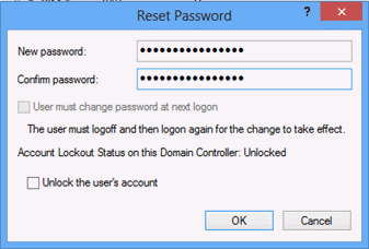 Screenshot that shows where to type the new password.