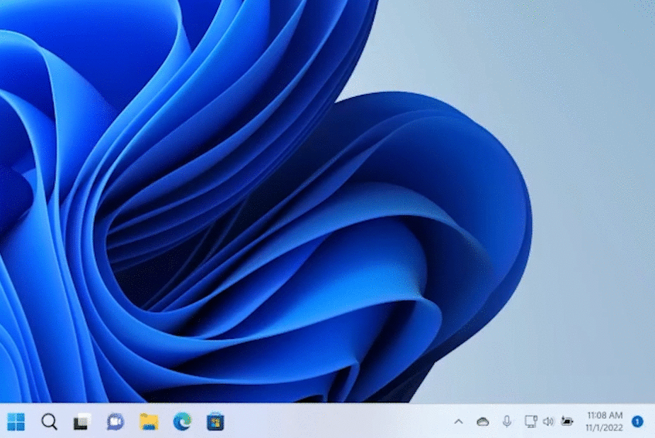 Windows Studio Effects 11 작업 표시줄에서 Windows 열기를 보여 주는 애니메이션